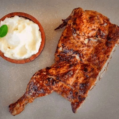 half charcoal chicken